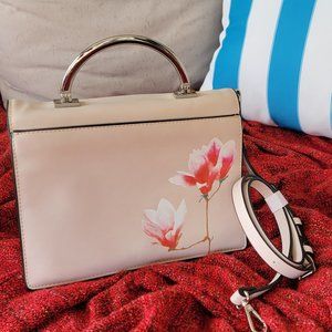 Zara Magnetic Flap Flower Metal Top Handle Bag